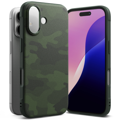 [Užsakomoji prekė] Dėklas iPhone 16 - Ringke Onyx Design - Camo Green 3