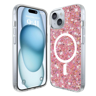 [Užsakomoji prekė] Dėklas iPhone 16 - Techsuit Sparkly Glitter - rožinis