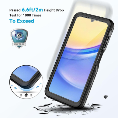 [Užsakomoji prekė] Dėklas Samsung Galaxy A15 4G / A15 5G - ShellBox Waterproof IP68 Case - Juodas 3