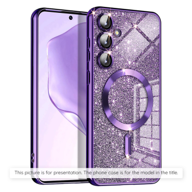 [Užsakomoji prekė] Dėklas Samsung Galaxy A55 5G - Techsuit Luxury Glitter MagSafe - violetinis