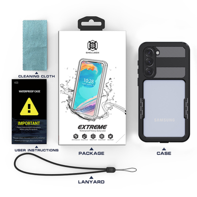 [Užsakomoji prekė] Dėklas Samsung Galaxy S23 Plus - ShellBox Waterproof IP68 Case - Juodas 6