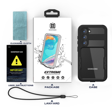 [Užsakomoji prekė] Dėklas Samsung Galaxy S23 - ShellBox Waterproof IP68 Case - Juodas 6