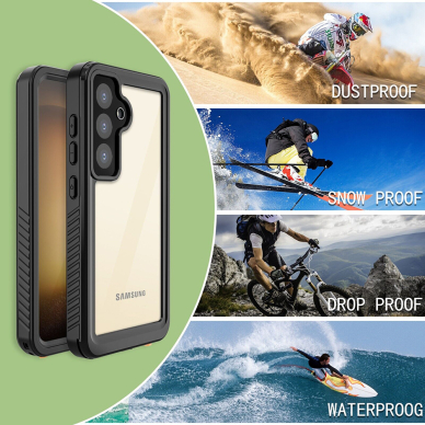 [Užsakomoji prekė] Dėklas Samsung Galaxy S24 Plus - ShellBox Waterproof IP68 Case - Juodas 5