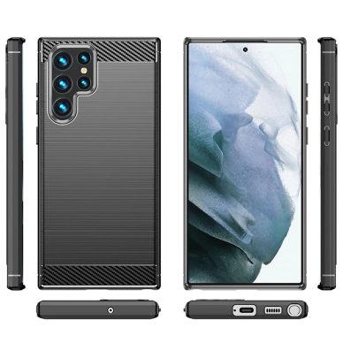 [Užsakomoji prekė] Dėklas Samsung Galaxy S25 Ultra - Techsuit Carbon Silicone - Juodas 1