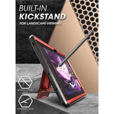 [Užsakomoji prekė] Dėklas Samsung Galaxy Tab S8 Ultra - Supcase Unicorn Beetle Pro - Metallic Red 2