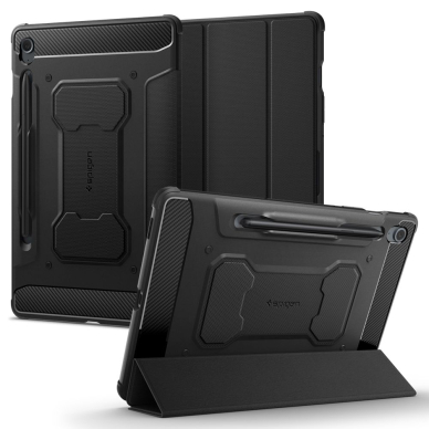 [Užsakomoji prekė] Dėklas Samsung Galaxy Tab S9 FE - Spigen Rugged Armor Pro - Juodas