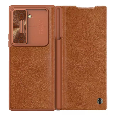 [Užsakomoji prekė] Dėklas Samsung Galaxy Z Fold6 - Nillkin Qin Pro Leather Case - rudas 3