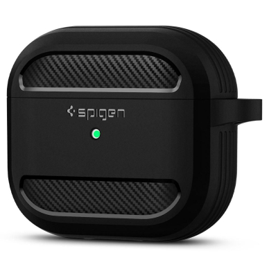 [Užsakomoji prekė] Dėklas skirtas Apple AirPods 3 - Spigen Rugged Armor - Juodas 3