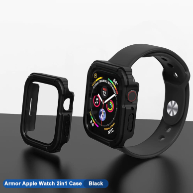 [Užsakomoji prekė] Dėklas skirtas Apple Watch 1 / 2 / 3 (38mm) + Folie - Lito Watch Armor 360 - Juodas 2