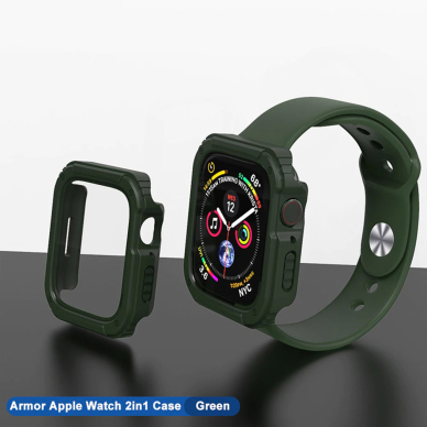 [Užsakomoji prekė] Dėklas skirtas Apple Watch 1 / 2 / 3 (38mm) + Folie - Lito Watch Armor 360 - Žalias 3