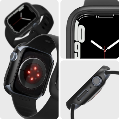 [Užsakomoji prekė] Dėklas skirtas Apple Watch 7 / 8 / 9 (45mm) - Spigen Thin Fit - Juodas 3