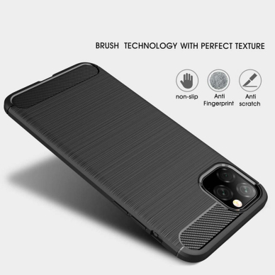 [Užsakomoji prekė] Dėklas skirtas iPhone 11 Pro Max - Techsuit Carbon Silicone - Juodas  6