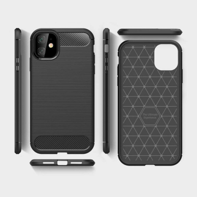 [Užsakomoji prekė] Dėklas skirtas iPhone 12 / 12 Pro - Techsuit Carbon Silicone - Juodas  4