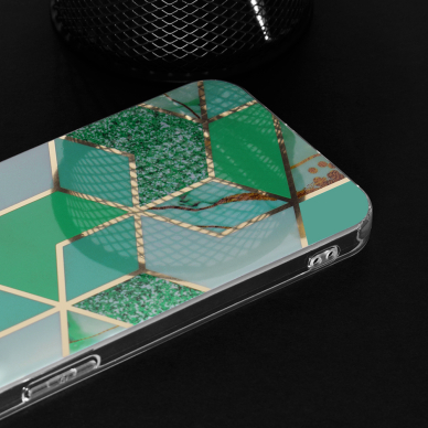 [Užsakomoji prekė] Dėklas skirtas iPhone 13 - Techsuit Marble Series - Žalias Hex  5