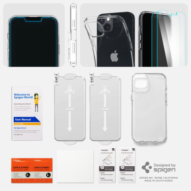 [Užsakomoji prekė] Dėklas skirtas iPhone 14 Plus + 2x Folie - Spigen Crystal Pack 360 - Crystal permatomas  5