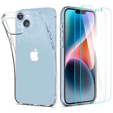 [Užsakomoji prekė] Dėklas skirtas iPhone 14 Plus + 2x Folie - Spigen Crystal Pack 360 - Crystal permatomas