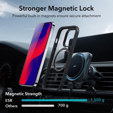 [Užsakomoji prekė] Dėklas skirtas iPhone 14 Pro - ESR Classic Hybrid HaloLock - permatomas Juodas  1