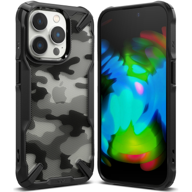 [Užsakomoji prekė] Dėklas skirtas iPhone 14 Pro Max - Ringke Fusion X Design - Camo Juodas  2