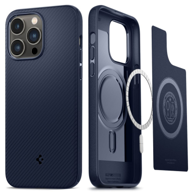 [Užsakomoji prekė] Dėklas skirtas iPhone 14 Pro Max - Spigen Mag Armor - Navy Mėlynas