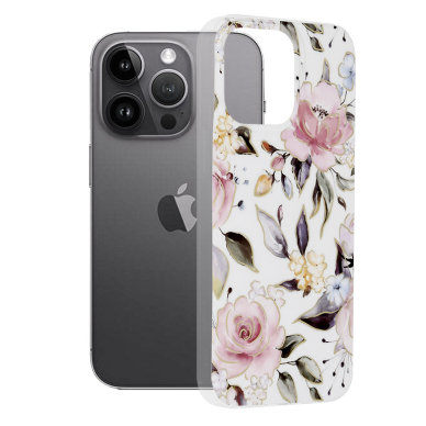 [Užsakomoji prekė] Dėklas skirtas iPhone 14 Pro Max - Techsuit Marble Series - Chloe Baltas