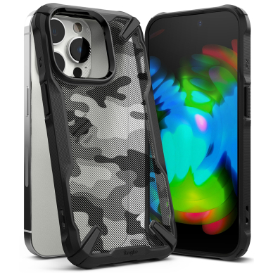 [Užsakomoji prekė] Dėklas skirtas iPhone 14 Pro - Ringke Fusion X Design - Camo Juodas