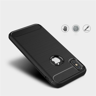 [Užsakomoji prekė] Dėklas skirtas iPhone X / XS - Techsuit Carbon Silicone - Juodas 1