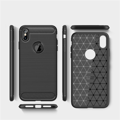 [Užsakomoji prekė] Dėklas skirtas iPhone XS Max - Techsuit Carbon Silicone - Juodas 1