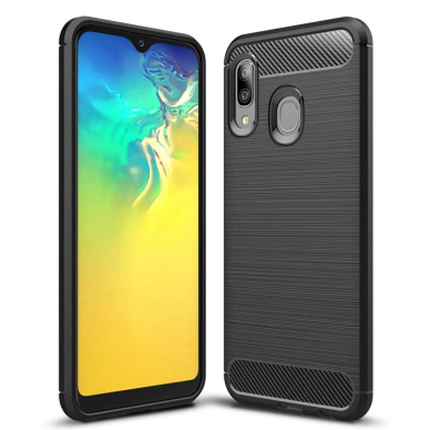 [Užsakomoji prekė] Dėklas skirtas Samsung Galaxy A20e - Techsuit Carbon Silicone - Juodas