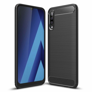 [Užsakomoji prekė] Dėklas skirtas Samsung Galaxy A70 / A70s - Techsuit Carbon Silicone - Juodas