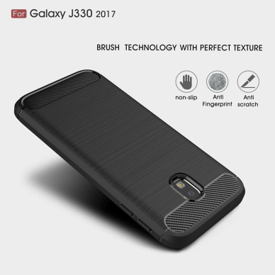 [Užsakomoji prekė] Dėklas skirtas Samsung Galaxy J3 2017 J330, Galaxy J3 Pro 2017 - Techsuit Carbon Silicone - Juodas 3