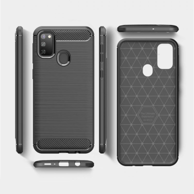 [Užsakomoji prekė] Dėklas skirtas Samsung Galaxy M21 / M30S - Techsuit Carbon Silicone - Juodas 6