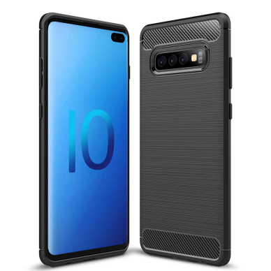 [Užsakomoji prekė] Dėklas skirtas Samsung Galaxy S10 Plus - Techsuit Carbon Silicone - Juodas