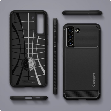 [Užsakomoji prekė] Dėklas skirtas Samsung Galaxy S21 FE 5G - Spigen Rugged Armor - Juodas  6