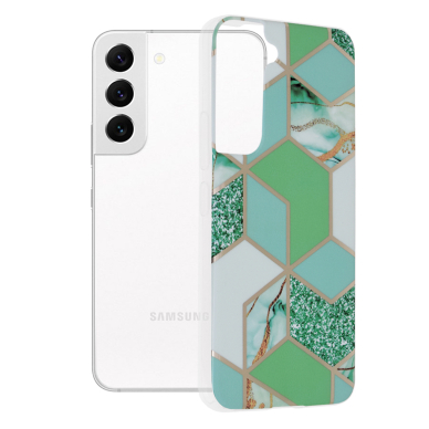 [Užsakomoji prekė] Dėklas skirtas Samsung Galaxy S22 5G - Techsuit Marble Series - Žalias Hex