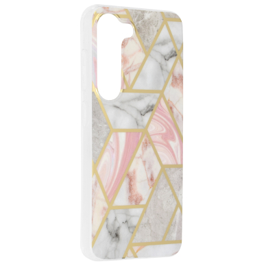 [Užsakomoji prekė] Dėklas skirtas Samsung Galaxy S23 - Techsuit Marble Series - Rožinis Hex  1