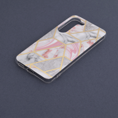 [Užsakomoji prekė] Dėklas skirtas Samsung Galaxy S23 - Techsuit Marble Series - Rožinis Hex  4