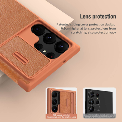 [Užsakomoji prekė] Dėklas skirtas Samsung Galaxy S23 Ultra - Nillkin QIN Leather Pro Case - Rudas  5