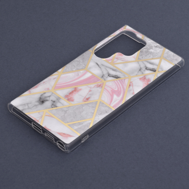 [Užsakomoji prekė] Dėklas skirtas Samsung Galaxy S23 Ultra - Techsuit Marble Series - Rožinis Hex  4