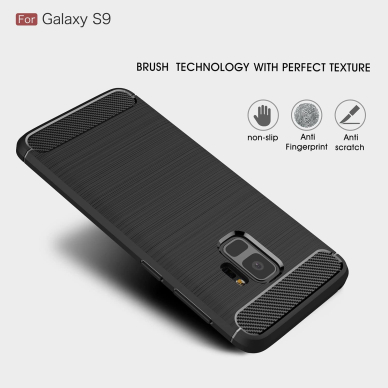 [Užsakomoji prekė] Dėklas skirtas Samsung Galaxy S9 - Techsuit Carbon Silicone - Juodas 2