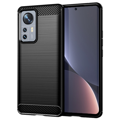 [Užsakomoji prekė] Dėklas skirtas Xiaomi 12 / 12X - Techsuit Carbon Silicone - Juodas