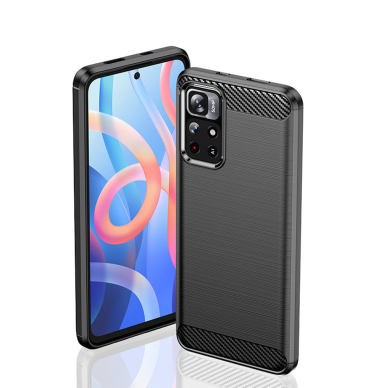 [Užsakomoji prekė] Dėklas skirtas Xiaomi Poco M4 Pro 5G - Techsuit Carbon Silicone - Juodas 1