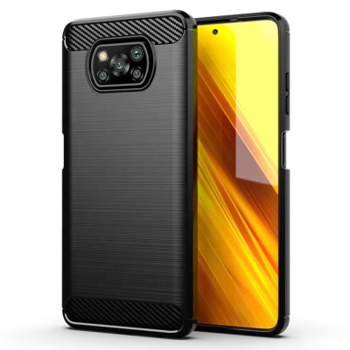 [Užsakomoji prekė] Dėklas skirtas Xiaomi Poco X3 / Poco X3 NFC / Poco X3 Pro - Techsuit Carbon Silicone - Juodas