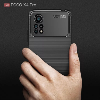 [Užsakomoji prekė] Dėklas skirtas Xiaomi Poco X4 Pro 5G - Techsuit Carbon Silicone - Juodas 2