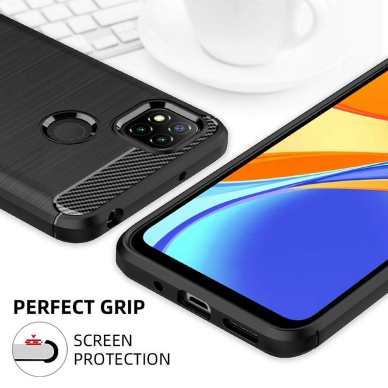 [Užsakomoji prekė] Dėklas skirtas Xiaomi Redmi 9C / Redmi 9C NFC - Techsuit Carbon Silicone - Juodas 5