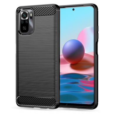 [Užsakomoji prekė] Dėklas skirtas Xiaomi Redmi Note 10 4G / Note 10S / Poco M5s - Techsuit Carbon Silicone - Juodas