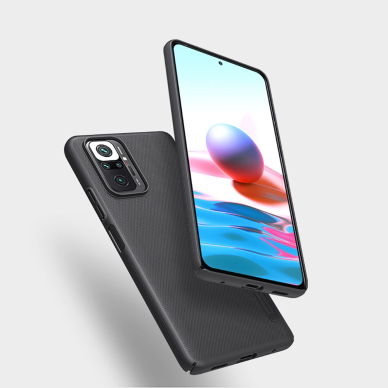 [Užsakomoji prekė] Dėklas skirtas Xiaomi Redmi Note 10 Pro / Note 10 Pro Max - Nillkin Super Frosted Shield - Juodas 3