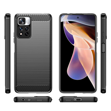 [Užsakomoji prekė] Dėklas skirtas Xiaomi Redmi Note 11 Pro+ 5G - Techsuit Carbon Silicone - Juodas 2