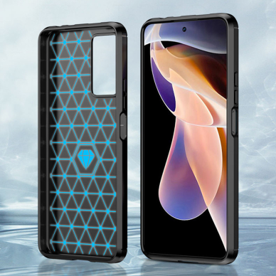 [Užsakomoji prekė] Dėklas skirtas Xiaomi Redmi Note 11 Pro+ 5G - Techsuit Carbon Silicone - Juodas 6