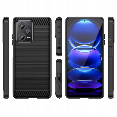 [Užsakomoji prekė] Dėklas skirtas Xiaomi Redmi Note 12 5G / Poco X5 - Techsuit Carbon Silicone - Juodas 1