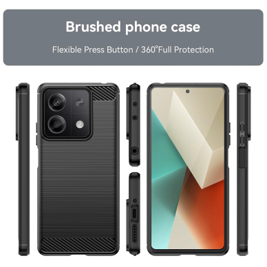 [Užsakomoji prekė] Dėklas Xiaomi Redmi Note 13 - Techsuit Carbon Silicone - Juodas 1